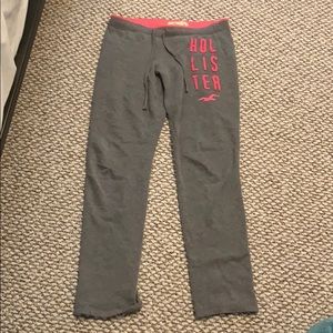 These are hot pink and gray sweatpants.